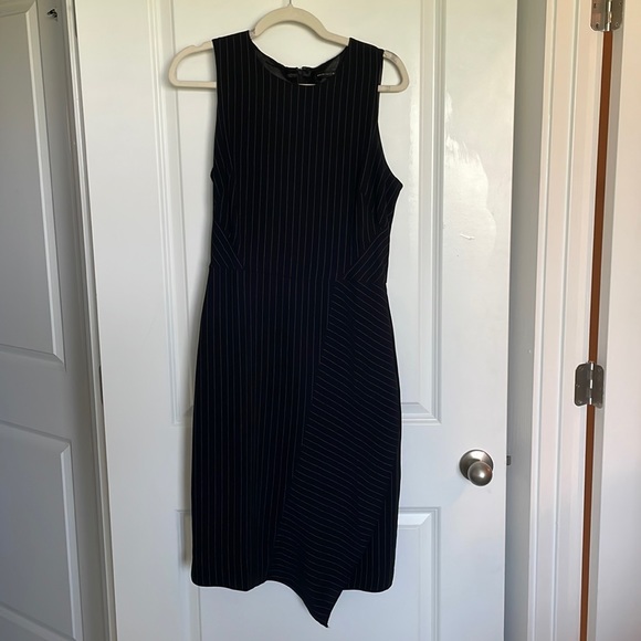 Asymmetrical WHBM Pinstripe Sheath Dress - Picture 1 of 5